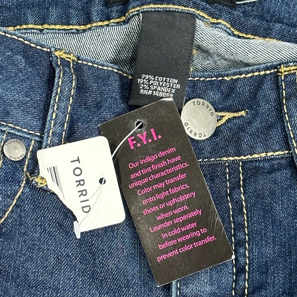 Womens Torrid 10 Regular Jeans Denim Dark Navy Blue Skinny Straight Stretch NWT - Picture 9 of 10